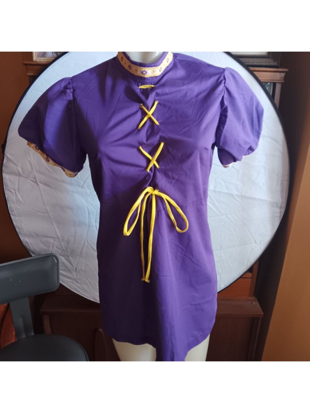 Tunic Top Purple Vintage Women's Small Mini Dress 1970's 1of1 Lace-Up True Mod